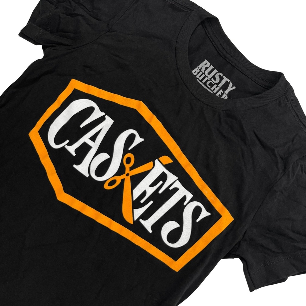 Rusty‎ Butcher Womens S Black Caskets Motocyle Bike Racing Riding Tee 616